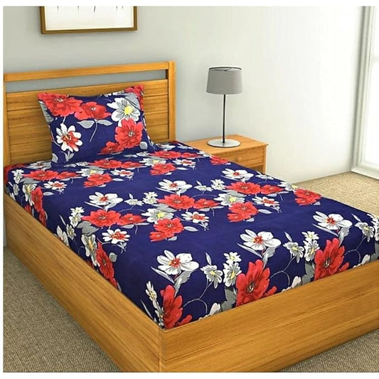 Polycotton 3rd Print Bedsheet with 1 Pillow Cover for Single Bed