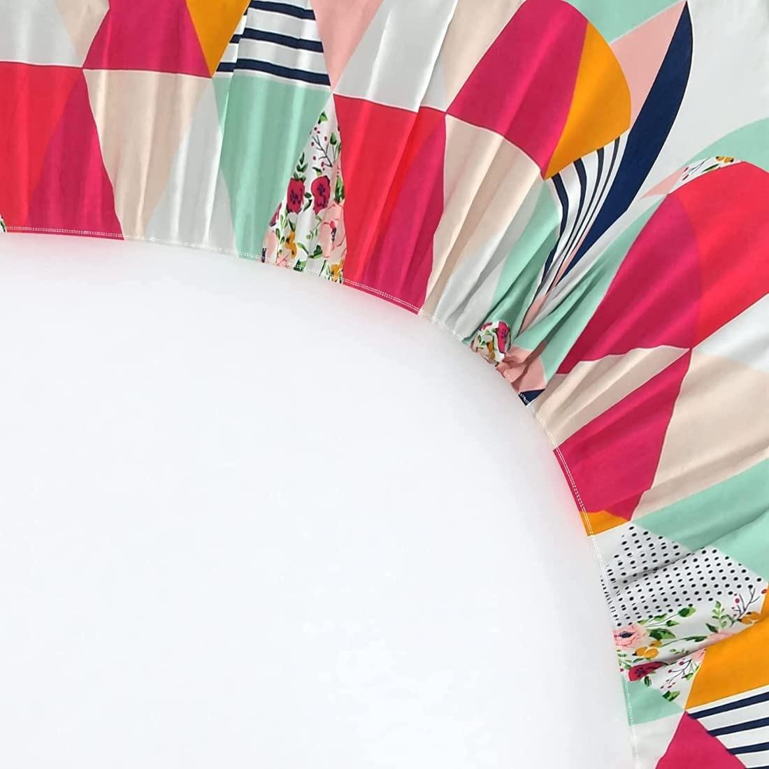 Super Soft Glace Cotton All Round Elastic Fitted Double Bed Bedsheet with 2 Pillow Covers-72x78x8