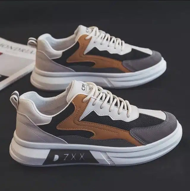 Casual Shoes for Men (White & Tan, 9)